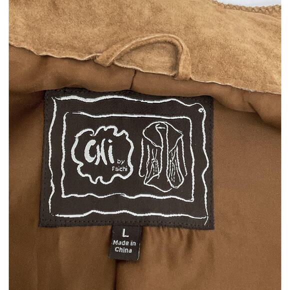 Vintage Suede Studded Boho Jacket – Tie Front, Runway Style, Size L - Picture 3 of 5